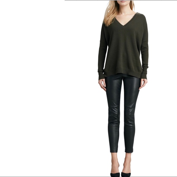 VINCE Cashmere Weekend Deep V Neck Back Sweater - Picture 2 of 8